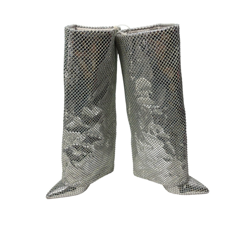 Forever 21 Metallic Mesh Heeled Boots